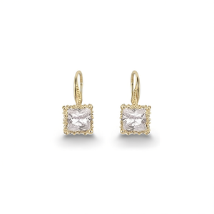 Pendientes de Cristal Q de June, con Baño de Oro de 18K, Engaste de Bisel, Diseño Geométrico Cuadrado, para Uso Diario, Estilo Clásico para Mujer - Product Image 1