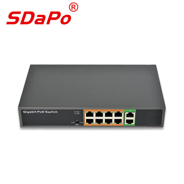 SDAPO PSE1008G 8 Port Gigabit Managed Layer 2 POE Switch for CCTV System 2 SFP Ports