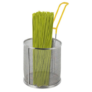 304 Stainless Steel Pasta Basket Fine Mesh Round Strainer For Noodle <b>Vegetable</b> Cooking 2.0-3.0L With Handle - Product Image 3