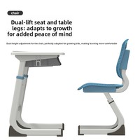 Bureaux et chaises d'école en métal neufs, plateau ABS, hauteur réglable, base antidérapante, design moderne et minimaliste, rangement latéral pour