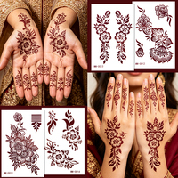 Stiker Tato Henna Merah Vermilion Kustom Tanpa Air Semi Permanen Tahan Air Dapat Dilepas Tidak Beracun untuk Festival