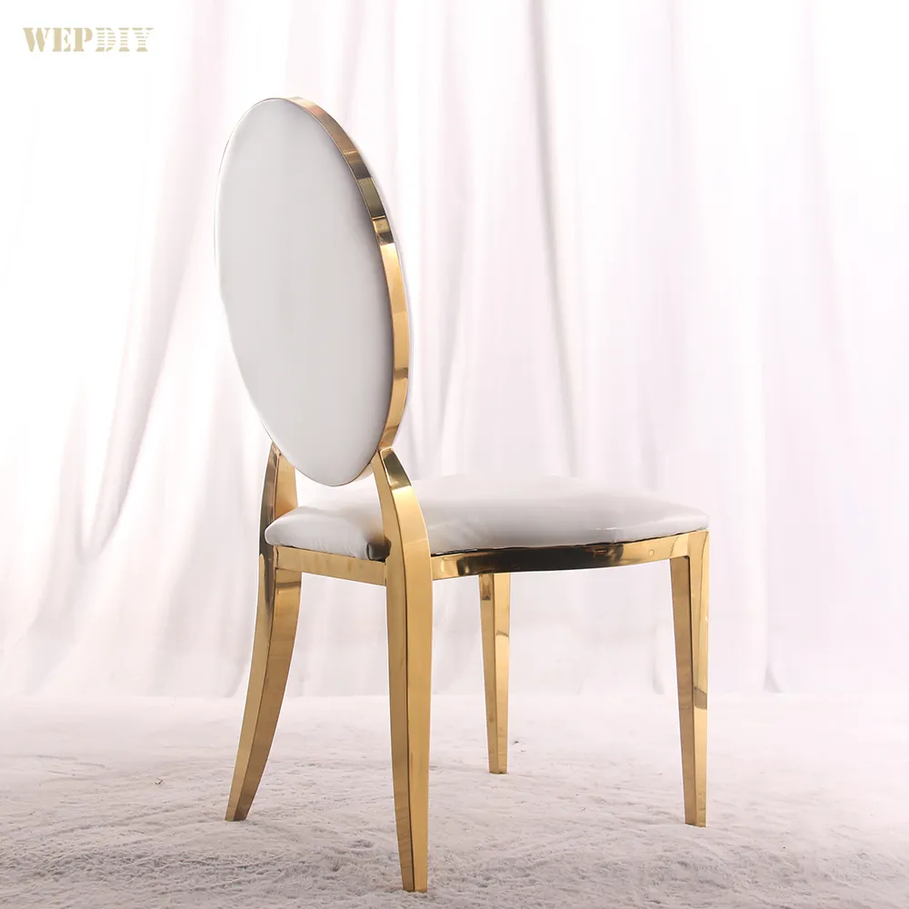 Cadeiras chivari em promoção cadeira de jantar dourada em aço inoxidável para casamento