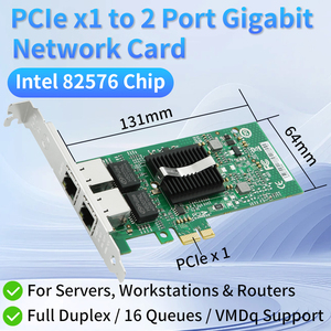 82576-T2 Dual-port PCI-E X1 Gigabit Ethernet Network Card 10/100/1000Mbps <b>LAN</b> <b>Adapter</b> Controller Wired NIC Server External - Product Image 2