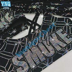 Great Quality Cheer Bling Hotfix <strong>Custom</strong> <strong>Rhinestone</strong> Heat Transfer Design Iron On <strong>T-shirt</strong> - Product Image 1