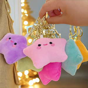 Porte-clés en peluche étoile bleue douce et écologique, étiquette personnalisée, faible MOQ, breloque de sac en peluche - Product Image 2