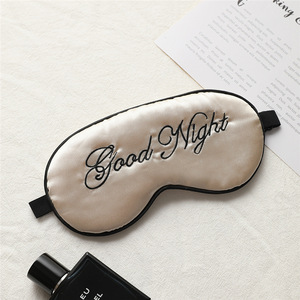 Masque pour les yeux en soie brodée double face <span class=keywords><strong>avec</strong></span> boucle réglable Masque de sommeil occultant pour les voyages Fournitures de santé oculaire OEM - Product Image 5
