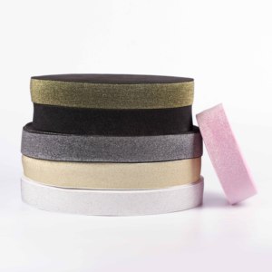 Vente en gros d'usine, bande élastique personnalisée pour ceinture, bande élastique en polyester pailletée, bande élastique tissée brillante pour sous-vêtements - Product Image 1