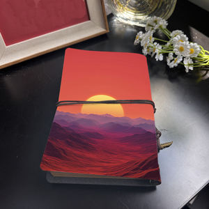 Bloc-notes A6 80 feuilles idéal pour les résumés de lecture des étudiants en littérature anglaise et les contours de dissertation avec Sun Mountains Red Hued - Product Image 3