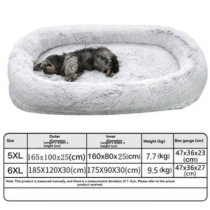 Luxuriöses modernes rundes Plüsch-Haustier bett mit winter warmer Schwamm matratze und stilvollem Cartoon-Druck für Hunde - Product Image 4