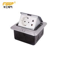 Boîtier de prise de sol escamotable en alliage d'aluminium pour l'Indonésie, 15A, avec ports RJ45, RJ11 et USB pour intérieur