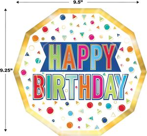 Disposable Hexagon Paper <b>Plates</b> Modern Kids Birthday Party Supplies-9 X 8 Inches for Appetizer Lunch Dinner Dessert - Product Image 2