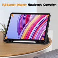 Étui à rabat en cuir PU avec support pliable pour Redmi Pad Pro 12,1 pouces 2024 avec porte-stylet, coque arrière antichoc en TPU pour tablette intelligente