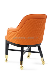 Silla de Casino giratoria con patas de Metal, asiento de cuero, altura ajustable, 360 grados, con ranuras - Product Image 4