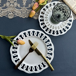 Assiette creuse en porcelaine fine SONYA, motif gaufré, style américain, pour desserts, vaisselle occidentale - Product Image 2