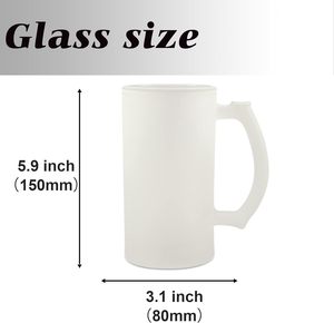 Mugs à bière en verre dépoli <span class=keywords><strong>Sumex</strong></span> pour sublimation, 16 oz, personnalisables avec photo/texte, à paroi simple, pour boissons froides - Product Image 3