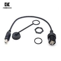 Cable de Extensión USB Tipo B Macho-Hembra Original de Fábrica, Impermeable, con Revestimiento de PVC para Tablero de Auto, Motocicleta, Camión - Negro