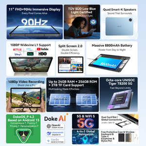 Mới 5G Blackview Zeno 10 AI Máy Tính Bảng 11Inch unisoc Tiger T8200 <span class=keywords><strong>Android</strong></span> 15 Pad 8GB + 128GB/256GB 8800MAh <span class=keywords><strong>PC</strong></span> - Product Image 5