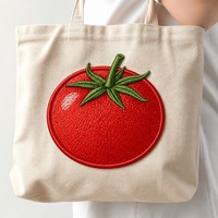 Écusson thermocollant personnalisé en chenille brodé motif tomate et fleur 3D pour vêtements et chapeaux d'enfants, commande en gros