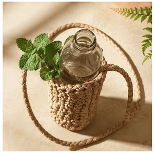 Correa Portabotellas de Bambú Tejido, Personalizada, con Asa para el Hombro, Aspecto Natural, para Uso Diario y Regalos - Product Image 1