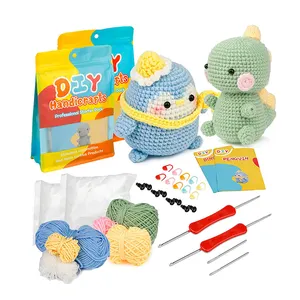 Pemula Merenda Kit Hewan Dinosaurus Amigurumi Membuat Kit DIY Crochet Knitting Kit Set Starter Pack untuk Dewasa Anak-anak