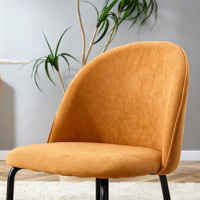 Chaise de salle à manger moderne en tissu rembourré, chaise d'appoint en forme de coquille incurvée avec pieds en métal noir pour salle à manger, cuisine, maison
