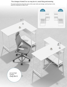 MIYOKI L字型メタルデスク 幅110cm 奥行48cm 高さ<span class=keywords><strong>75cm</strong></span> 調節可能 ゲーミング収納棚 シンプル オフィス ホワイト - Product Image 4