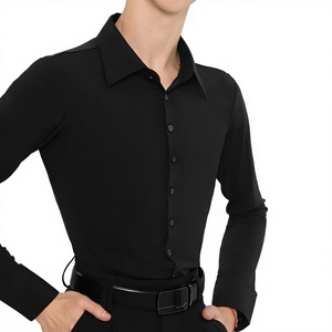 Camisa de Hombre de Manga Larga, Tejido Elástico en Cuatro Direcciones, Sin Plancha, Teñido Liso, Cierre de Botón Sencillo, Elegante, Antiencogimiento - Product Image 3