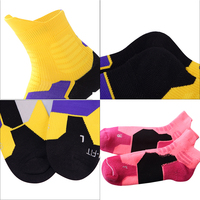 Chaussettes de basket-ball de couleur vive pour hommes et femmes, bas unisexe, épais, à Compression, pour sports en plein air, Performance athlétique