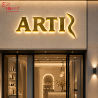 Letrero con Logotipo Retroiluminado en Oro Personalizado, Letras de Canal LED 3D de Acero Inoxidable, Señalización Comercial para Exteriores