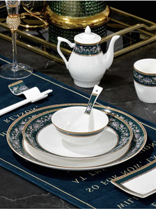 50-Piece Durable Classic Charger Plate Scenic Pattern Korean Style Dishwasher Safe Lightweight Bone China <b>Dinnerware</b> Sets - Product Image 6