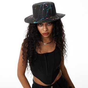 Girls 'đầy Màu sắc Tweed Sun hat rộng vành mềm rơm Roll-up có thể gập lại thiết kế phong cách chào cho mùa hè du lịch câu cá ngoài trời - Product Image 1