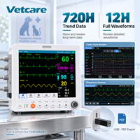 Moniteur patient vétérinaire multiparamètres ECG NIBP SpO2 RESP TEMP PR avec écran LCD 12,1 pouces pour clinique vétérinaire (chats, chiens, animaux)