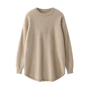 Pull en cachemire et laine <span class=keywords><strong>mérinos</strong></span> pour <span class=keywords><strong>femme</strong></span>, style coréen, décontracté, automne, col rond, respirant, anti-plis, couleur beige personnalisable sur le devant - Product Image 5