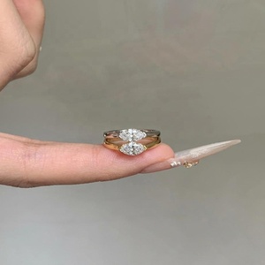 Bague de Pinky Plaqué Or Argent 925 avec Zircon Taille <span class=keywords><strong>Marquise</strong></span>, Bijou Quotidien Porte-Bonheur, Tailles 3 et 4, Vente Chaude - Product Image 3