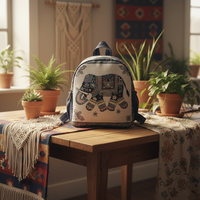Sac à dos en toile brodé ethnique chinois, motif dessin animé, vintage, mignon, tendance, sac de maman, sac d'école, sac fourre-tout à fermeture éclair, sac à bandoulière arqué