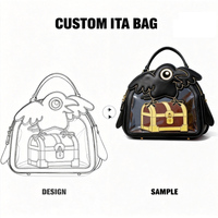 Sac à main Ita Bag personnalisé en forme de maison lumineuse avec compartiments à fenêtre transparente pour l'affichage de badges et épingles d'anime, en cuir PU, motif dessin animé mignon, pour femmes