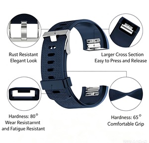 Bracelets de remplacement en acier inoxydable avec boucle à ardillon pour <span class=keywords><strong>Fitbit</strong></span> <span class=keywords><strong>Charge</strong></span> 2 <span class=keywords><strong>HR</strong></span>, design classique, noir/gris – Grandes et petites tailles - Product Image 3