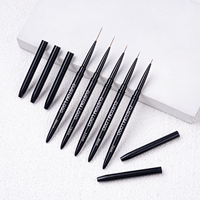 Ensemble de pinceaux professionnels pour nail art noir de haute qualité, personnalisés, ultra fins, pour liner, 5 pièces, 7/9/11/15/20 mm