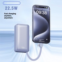 Batterie externe pour ordinateur portable 10000mAh avec câbles 2-en-1 intégrés, charge rapide 35W pour tablette mobile, chargeur de batterie portable
