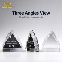Trophée en cristal 3D Montagne, Plaque de récompense en verre Ice Peak, Base noire gravée au jet de sable, Trophée de champion pour Sports, Randonnée, Course à pied