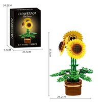 Jouets Woma, kit de construction botanique en forme de tournesol, modèle de fleurs, jouet en plastique ABS, 20 pièces, pour OEM ODM, jouets personnalisés, maison