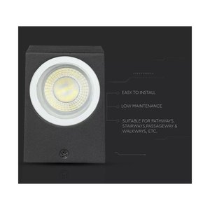 Applique Quadrata Nera con Attacco GU10 IP44 Illuminazione Unilaterale Impermeabile Corpo in PC 3000K Bianco Caldo CCT per Uso Esterno SKU-7510 - Product Image 6