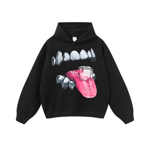 Hoodie d'hiver oversize unisexe à capuche, style streetwear américain vintage, délavé et à imprimé ludique, pour le marché transfrontalier - Product Image 5