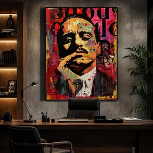 Stampa d'arte su tela Pop Art <span class=keywords><strong>Il</strong></span> <span class=keywords><strong>Padrino</strong></span>, ritratto personalizzato, pittura a pastello, graffiti, decorazione da parete motivazionale per la man cave - Product Image 1