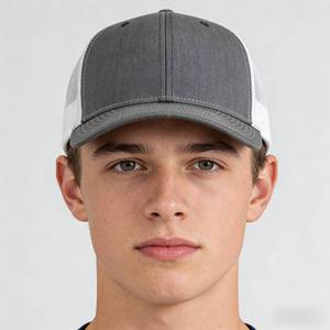 Vietnam Low MOQ 100 Light <b>Grey</b> Canvas Trucker <b>Cap</b> Custom Logo Snapback Mesh Sports <b>Baseball</b> <b>Cap</b> 6 Panel Outdoor Adult Headwear - Product Image 6