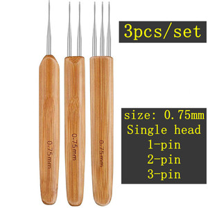Aiguilles à dreadlocks style 1-3 crochets, aiguilles à <span class=keywords><strong>crochet</strong></span> en bambou naturel, outil de tressage pour cheveux - Product Image 3