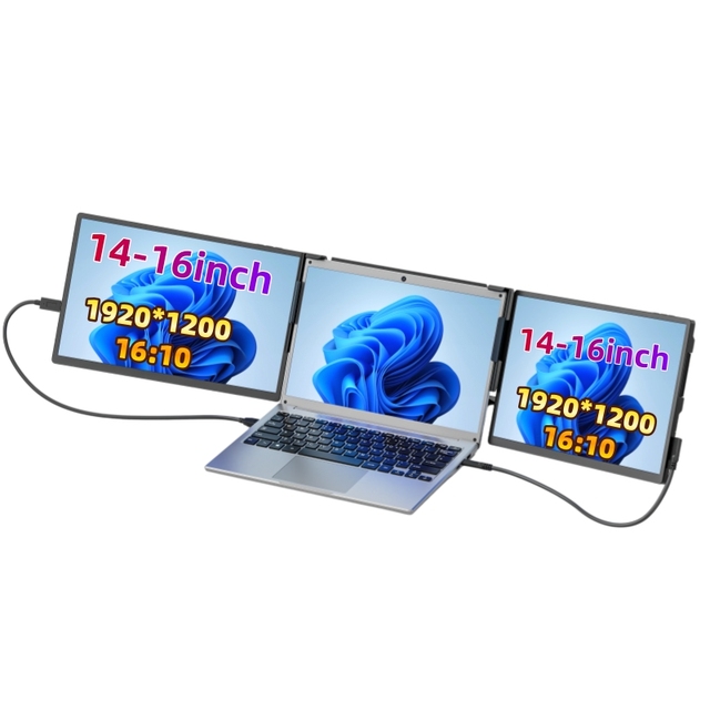 14 15.6 16 Inch Portable Laptop Dual Triple Quad Screen Display Monitor Extender PC Workstation Foldable Holder Monitor