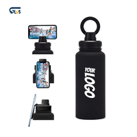 Bouteille d'eau isotherme à double paroi en acier inoxydable de 1000 ml, sans BPA, logo personnalisé, support magnétique pour téléphone, 12 à 24 heures