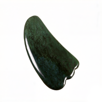 Outil de massage facial en jade néphrite vert foncé à surface lisse, outil de grattage Gua Sha à bords lisses pour le drainage lymphatique, utilisation sur tout le corps