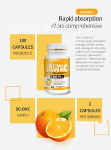 Harga terbaik Tablet Vitamin C Liposomal 1000 mg Ultra absorble asam penyerap untuk sistem dan kolagen - Product Image 6